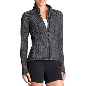 Athleta Heartbeat Hope Jacket Black Gray Zigzag Full Zip L